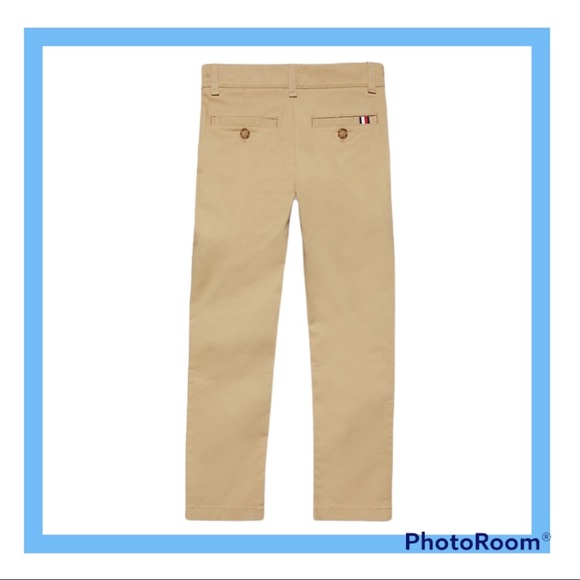 Tommy Hilfiger Pants Boys Small Sz 8 Beige Stretch Chino Khaki Slim Fit Trousers - Picture 8 of 15